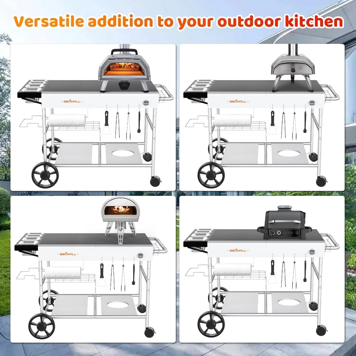 BBQMall Pizza Oven Cart Table for Ooni Koda/Karu/Fyra