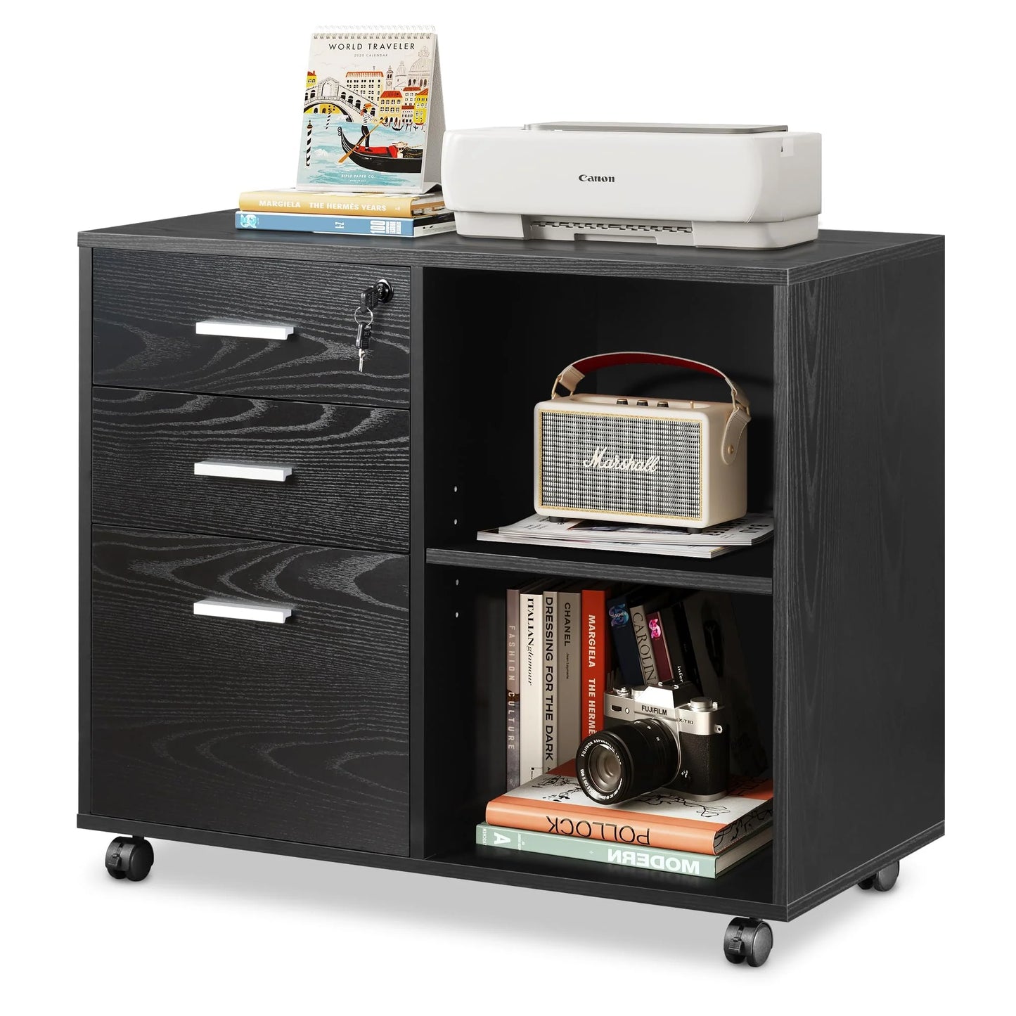 DEVAISE 3-Drawer Wood File Cabinet with Lock