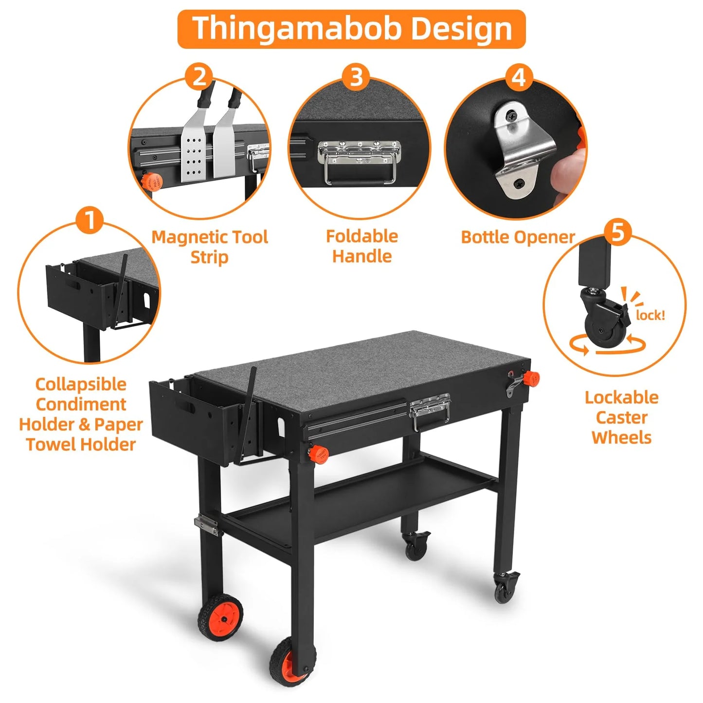 Yundasan Portable Outdoor Grill Table, 31"W x 17"D