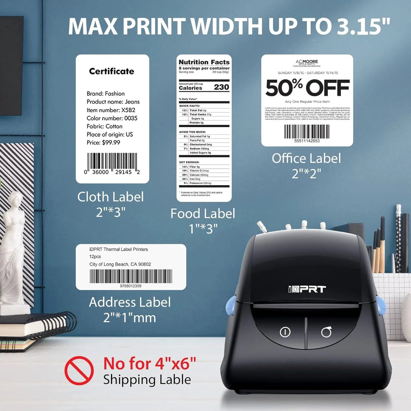 iDPRT Thermal Label Printer with Auto Label Detection