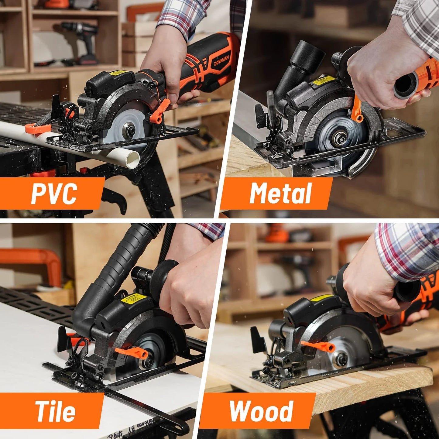 DOVAMAN Circular Saw, 5.8A 4-1/2" Circular Saw w/Laser