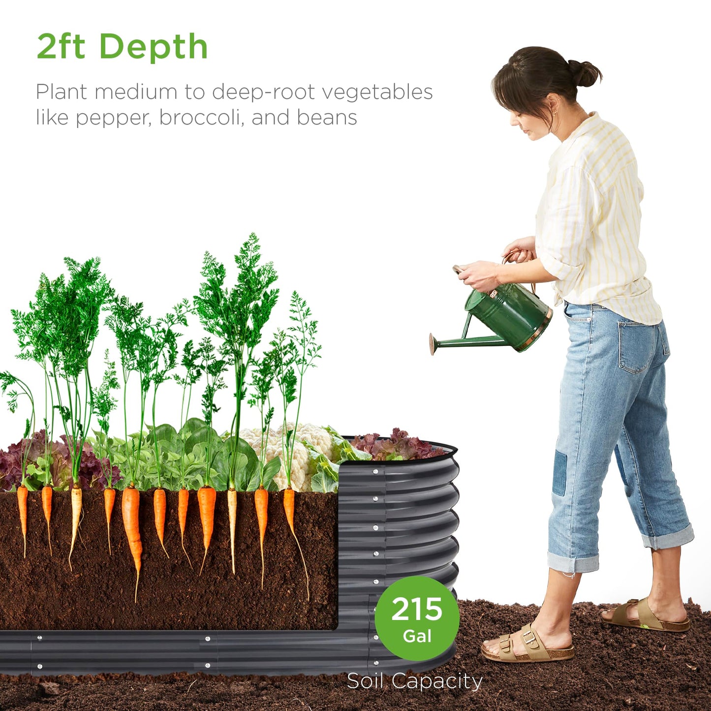 Best Choice Products 8x2x2ft Metal Raised Garden Bed