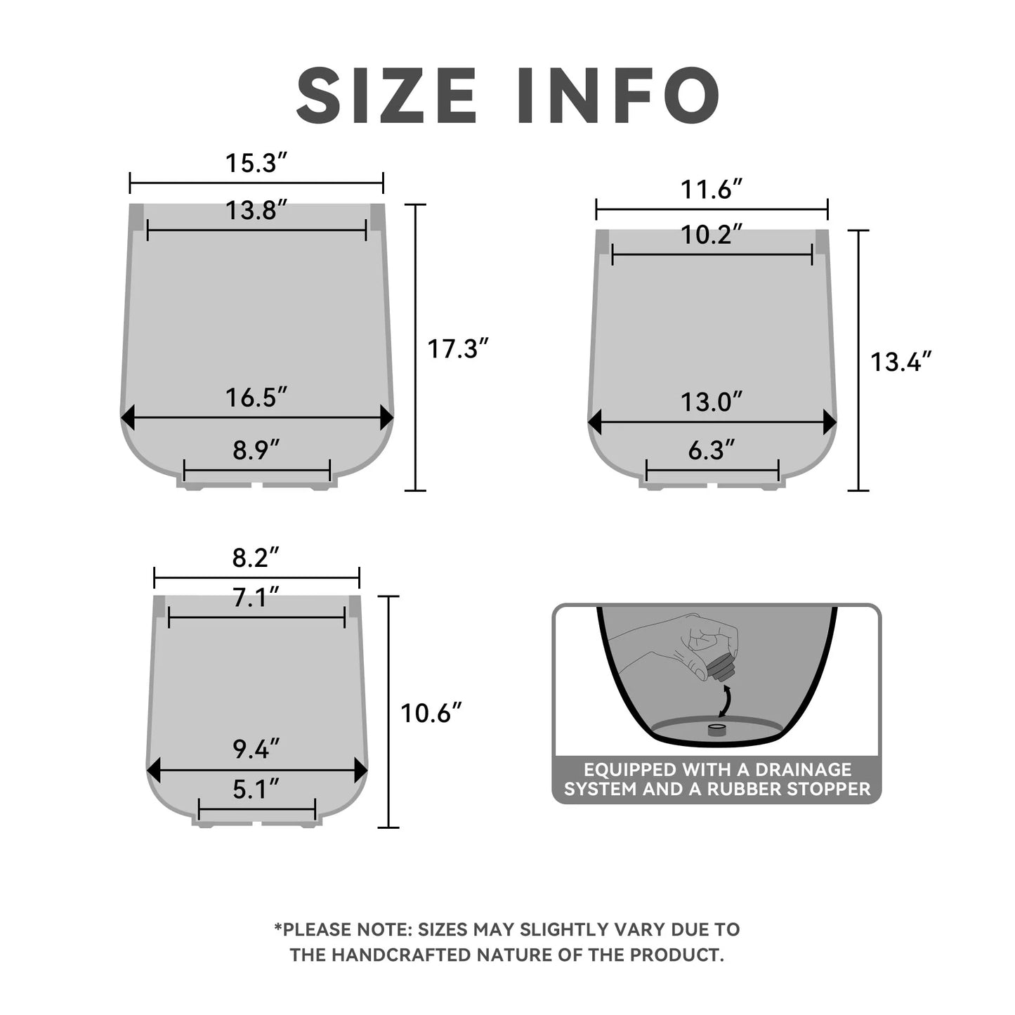 Kante 15.3"+11.6"+8.2" Dia Round Concrete Planter