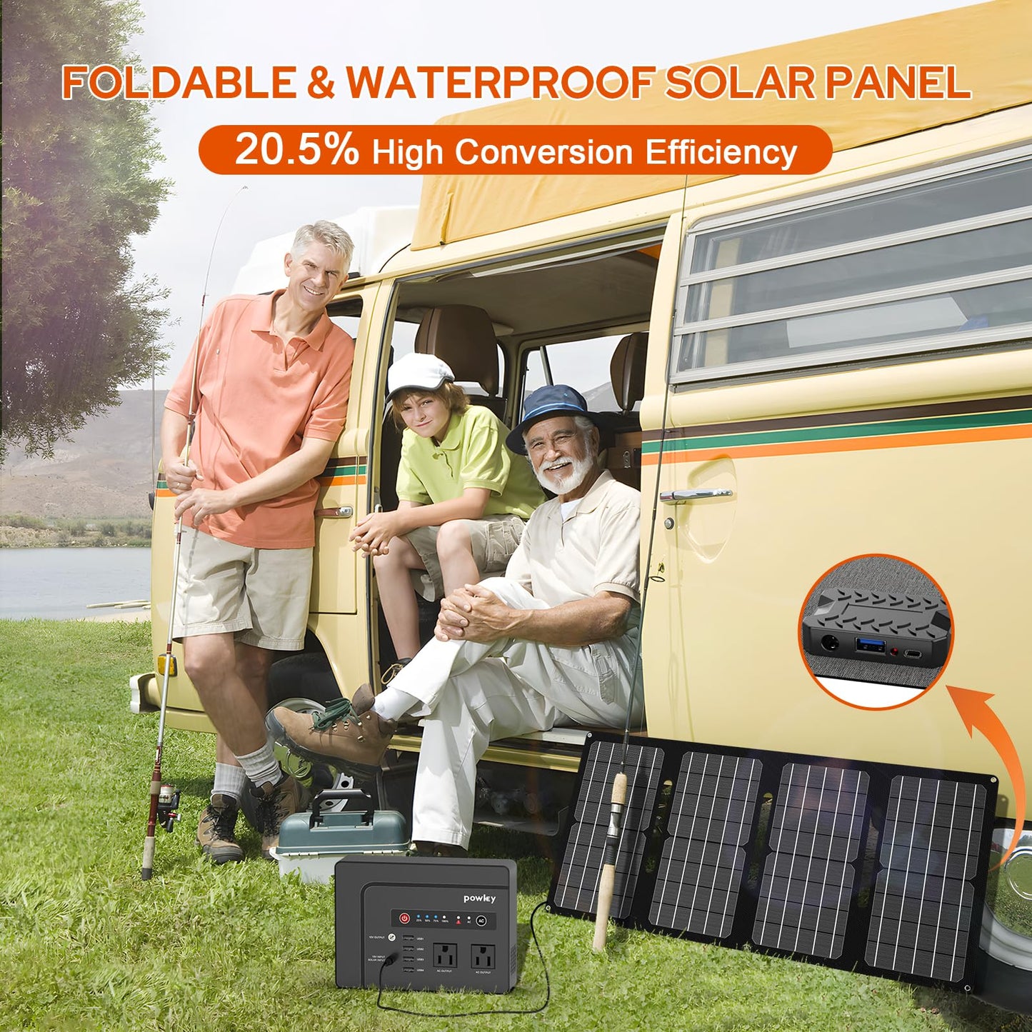 Powkey 146Wh/200W Outdoor Solar Generator with Panel