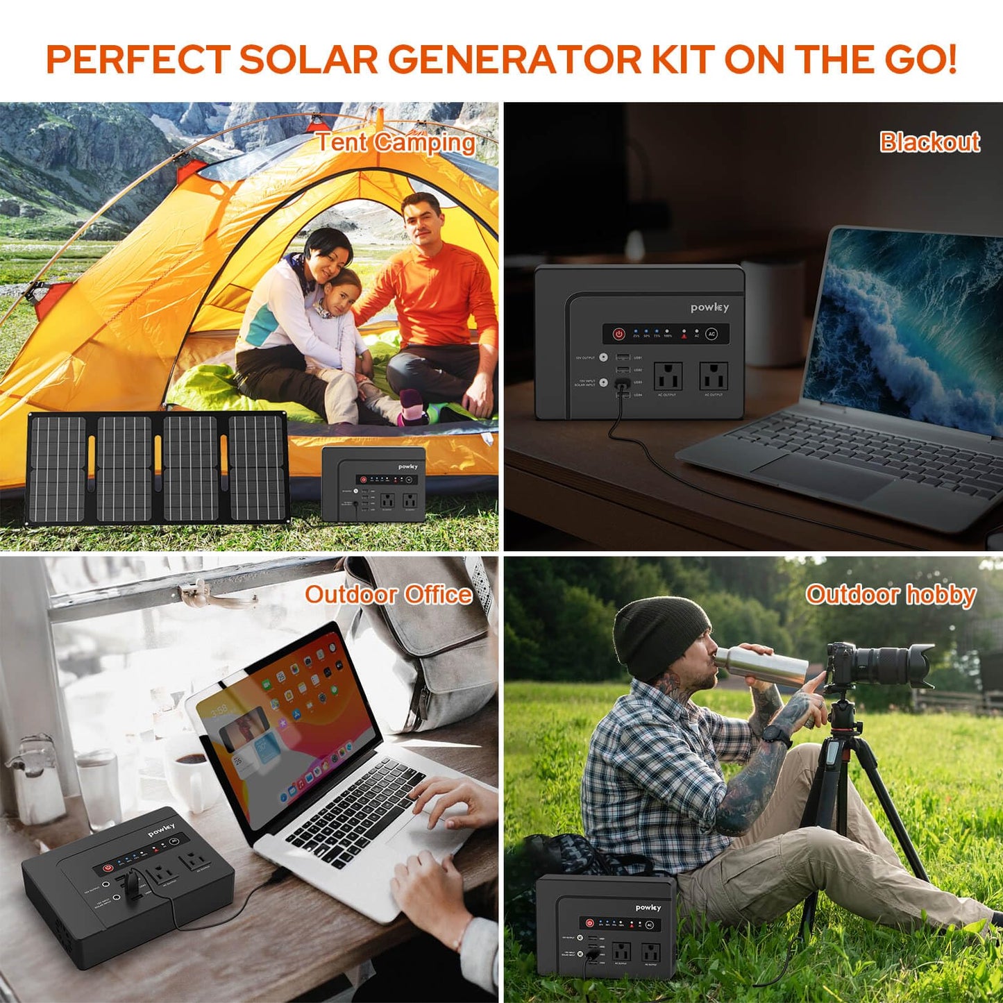 Powkey 146Wh/200W Outdoor Solar Generator with Panel