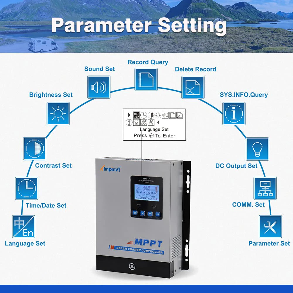 MPPT Solar Charge Controller 60A 12V 24V 36V 48V Battery System Auto