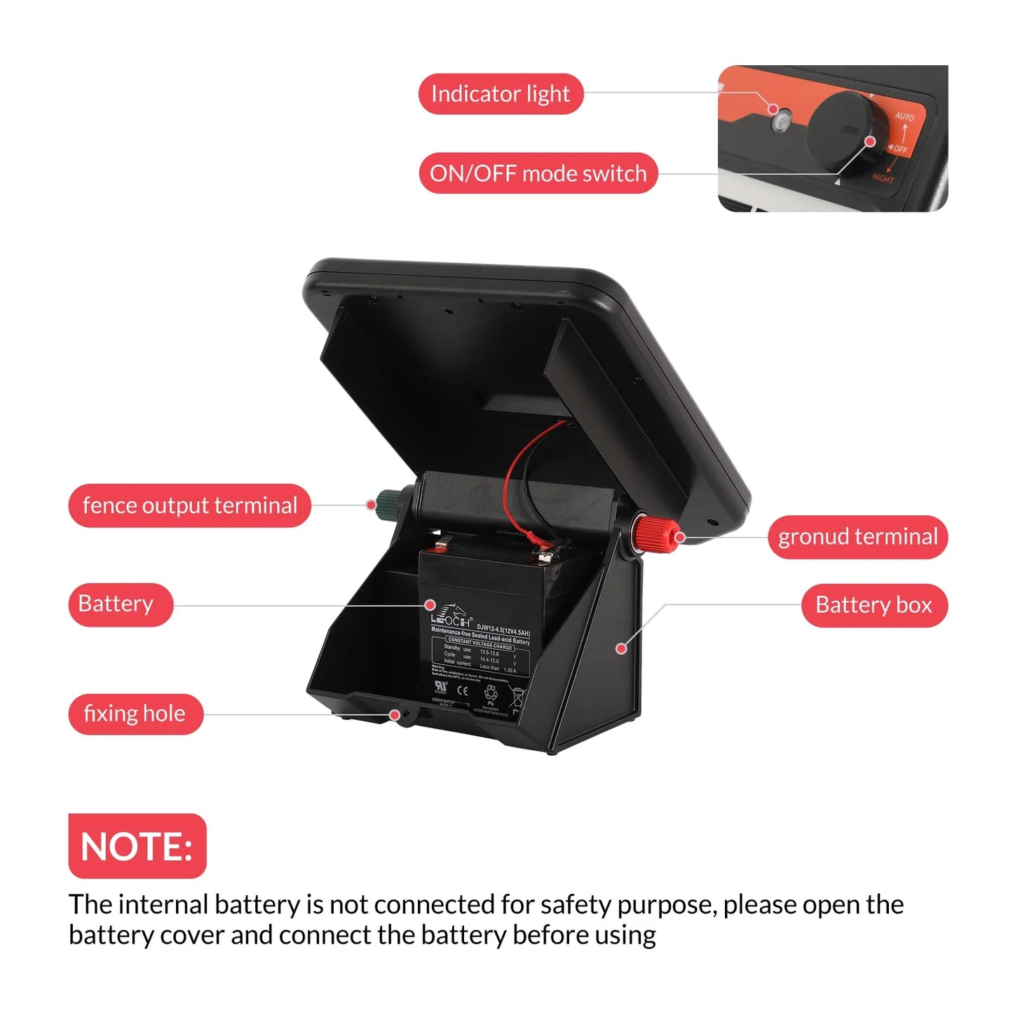 ANDMON MINI400 30 Miles Solar Electric Fence Charger