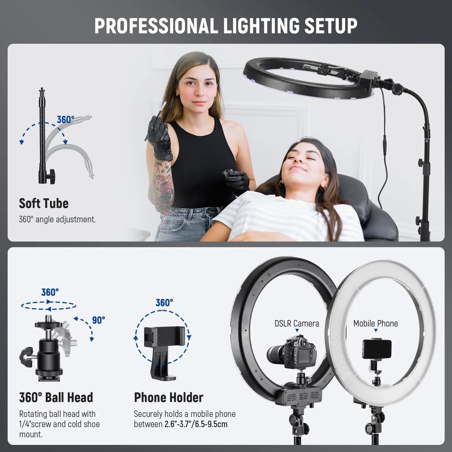 NEEWER 55W 5600K Professional Ring Light 18 Inch Kit