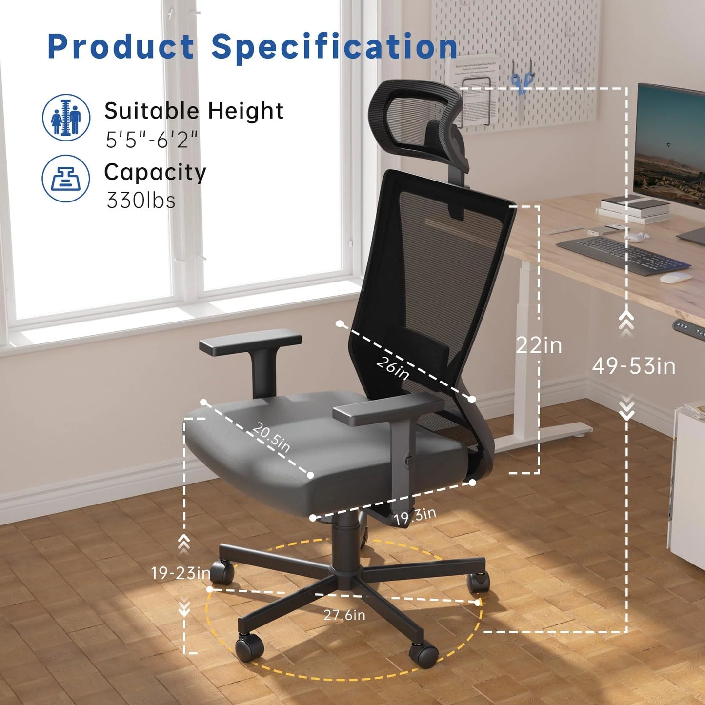 Dripex Ergonomic Office Chair with Lumbar Support