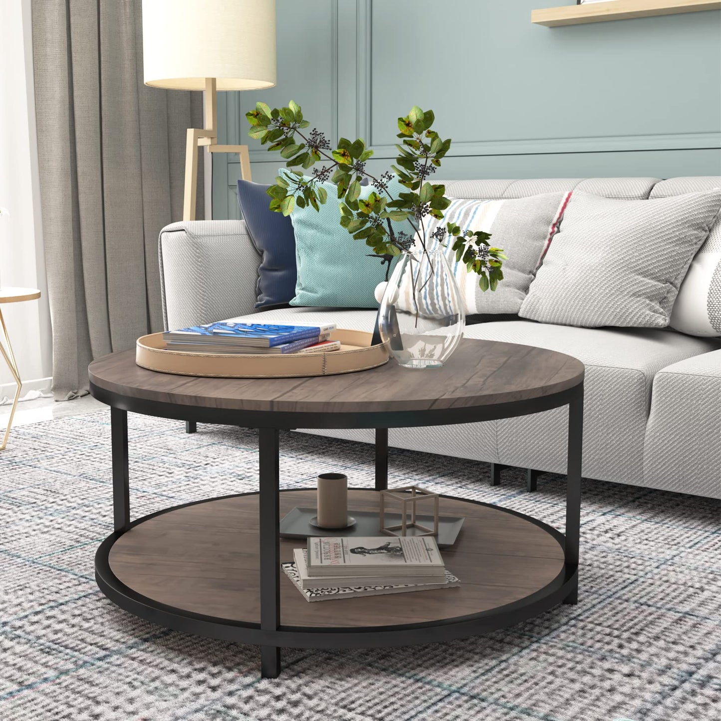 NSdirect Round Coffee Table, 36" Coffee Table for Living Room