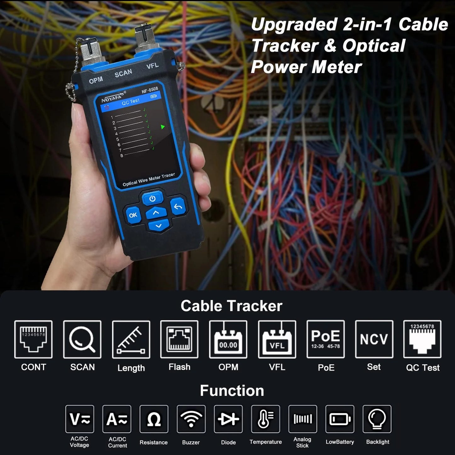 NOYAFA Network Cable Tester with Optical Power Meter