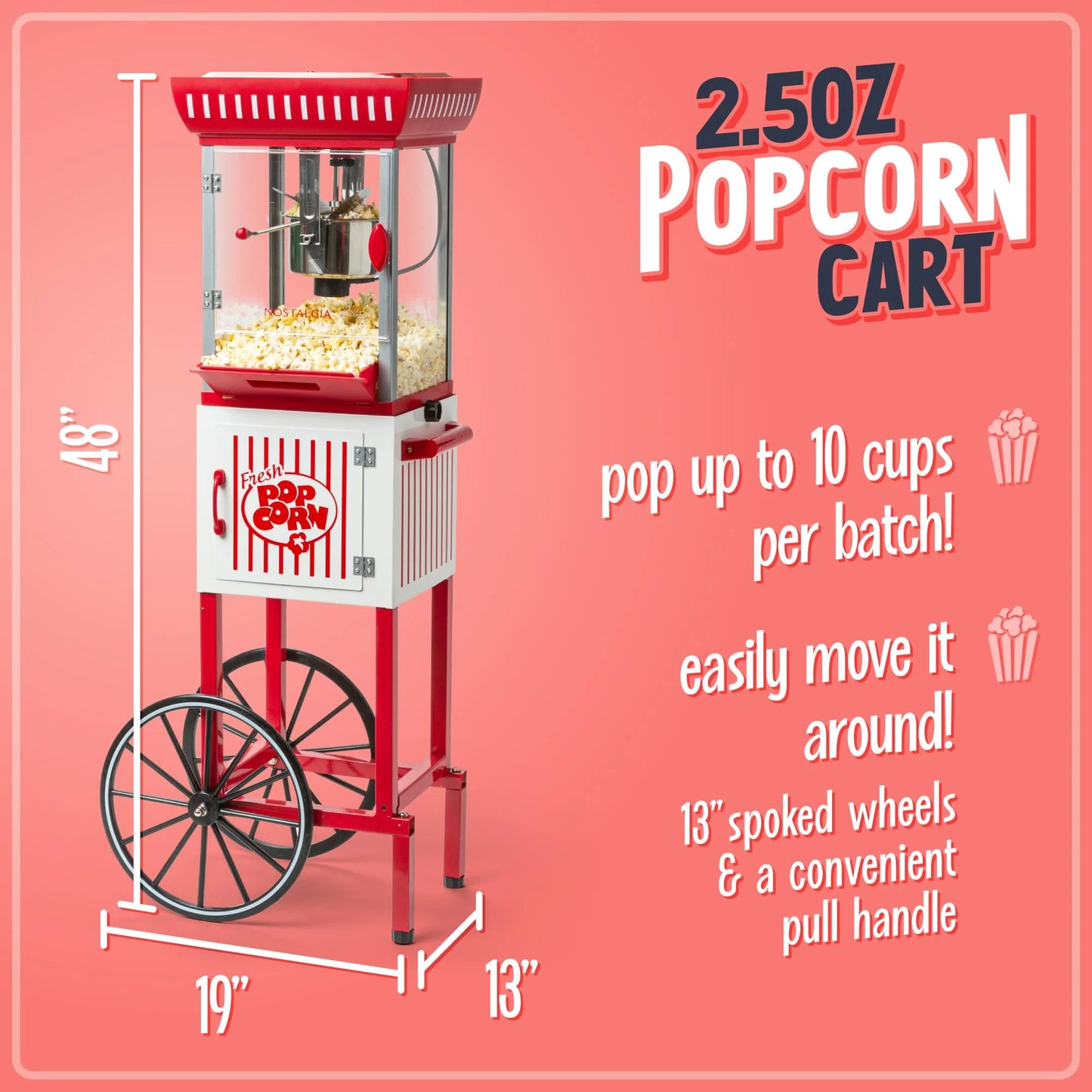 Nostalgia Popcorn Maker Machine With 2.5 Oz Kettle