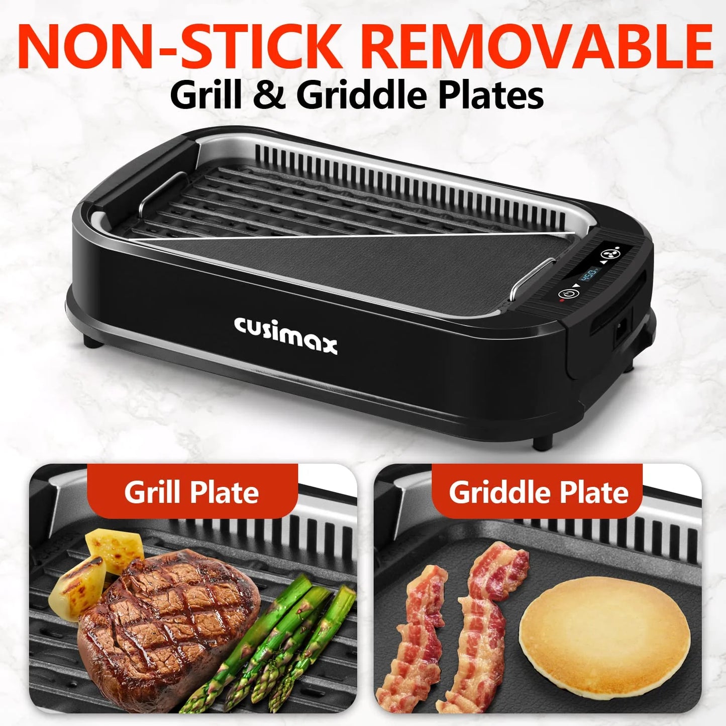 CUSIMAX Smokeless 1500W Electric Grill Indoor