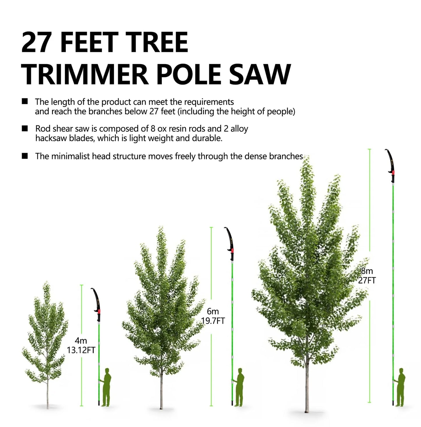 ELIXRION 7-27 Feet Pole Saws for Tree Trimming