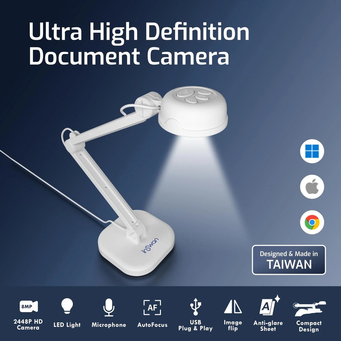 INSWAN INS-1 USB Document Camera, Built-in Microphone