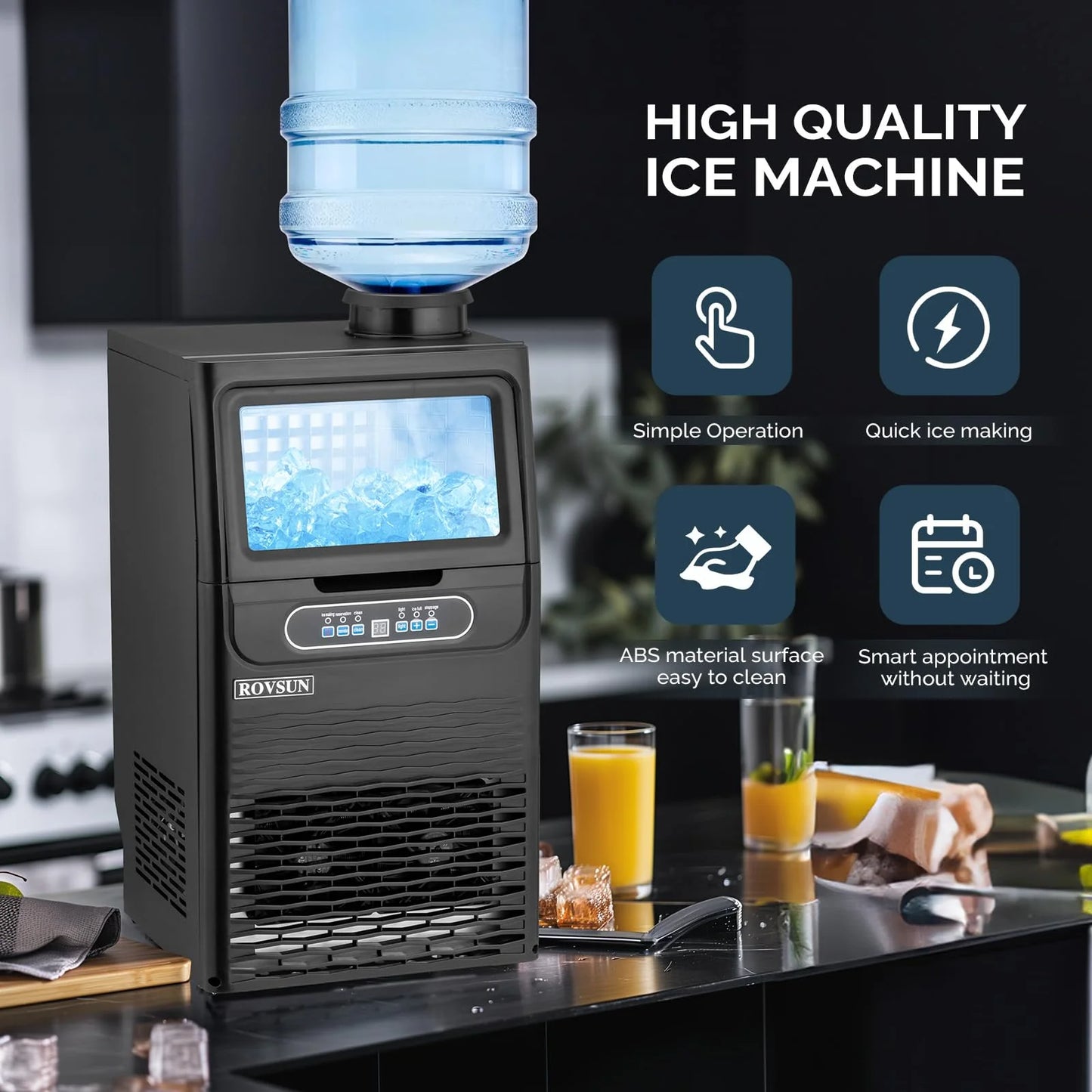 ROVSUN 90LBS/24H Ice Maker Machine with 2 Water Inlets