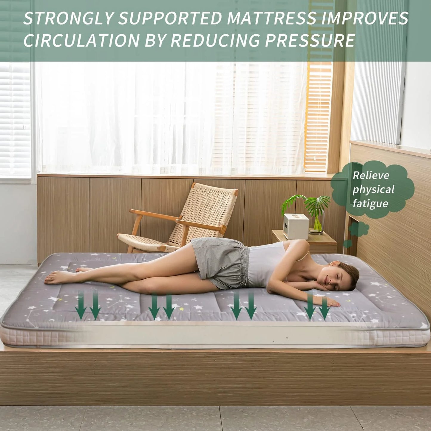 MAXYOYO Grey Constellation Folding Futon Mattress