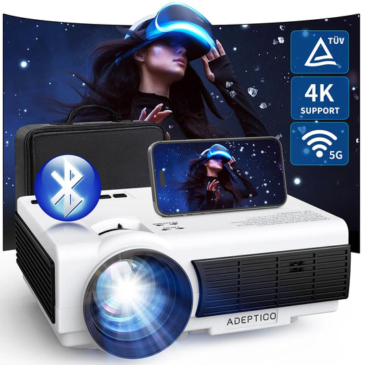 Adeptico 1080P Projector with WiFi and Bluetooth