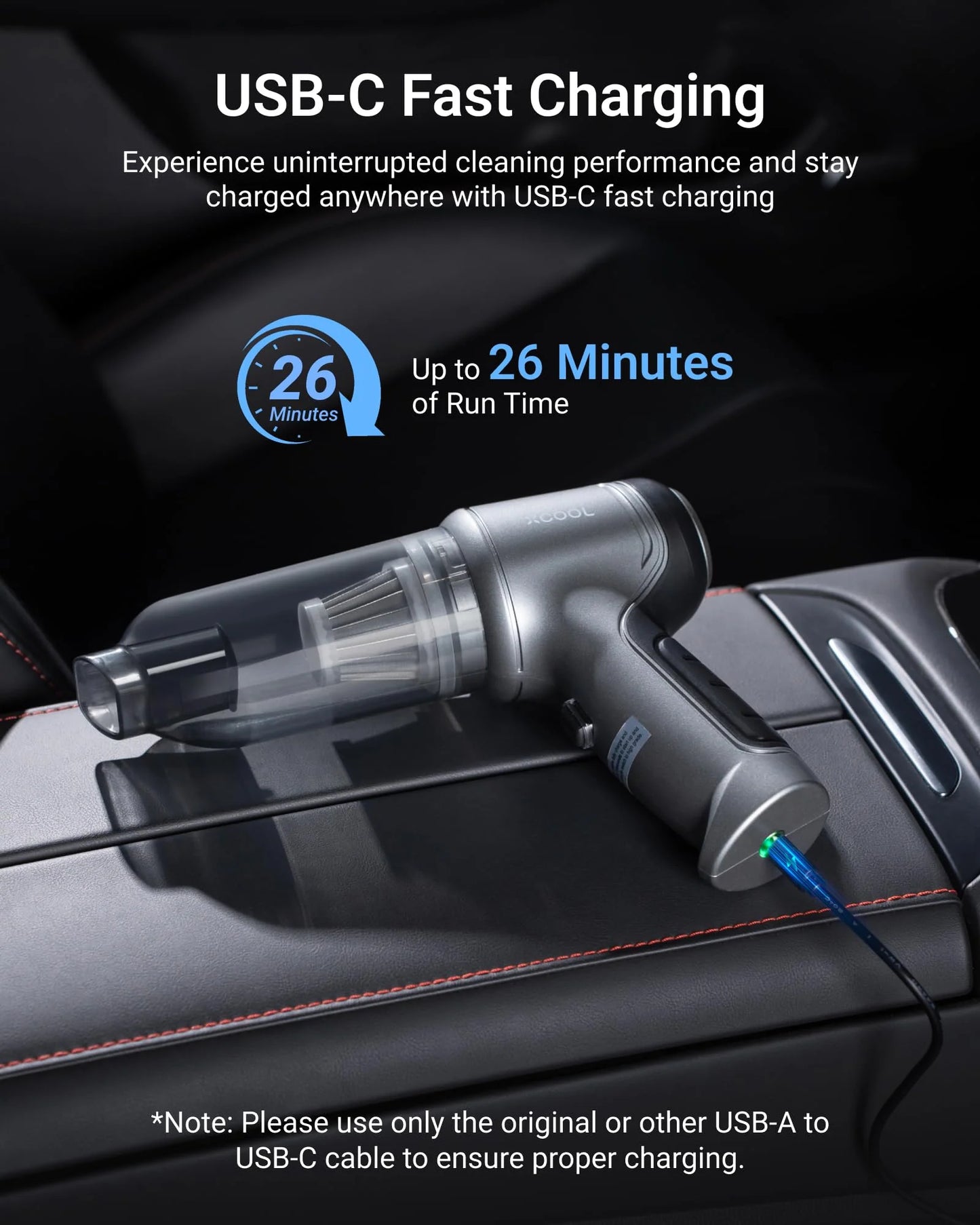 XCOOL Handheld Vacuum Cordless, 12000PA Car Vacuum Cleaner