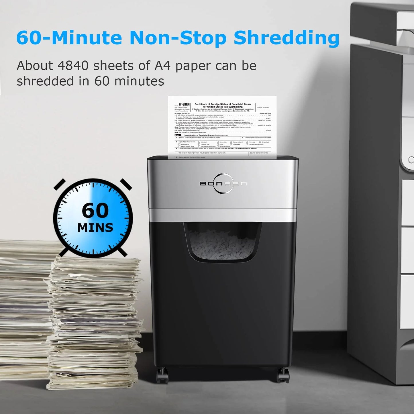 BONSEN 16-Sheet Heavy Duty Paper Shredder for Office