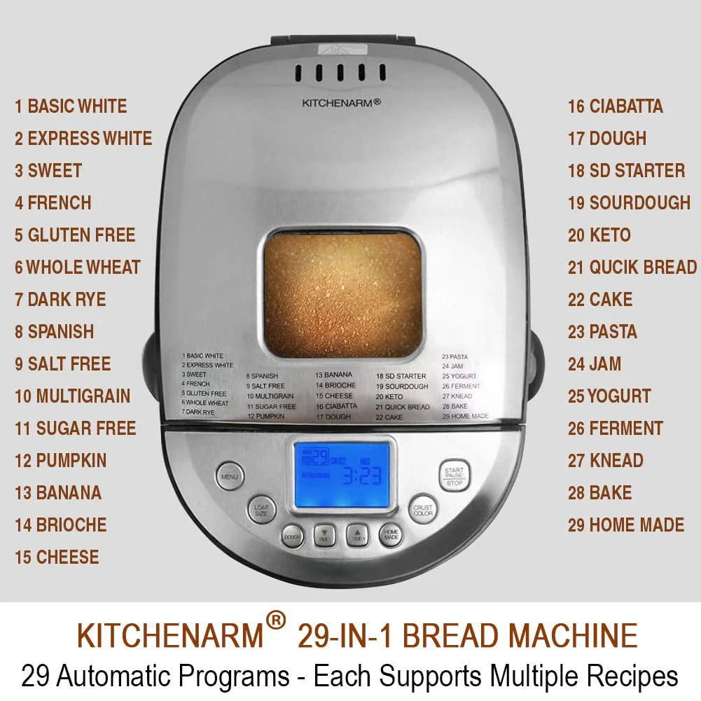 KITCHENARM 29-in-1 Smart Bread Machine with Gluten Free Setting