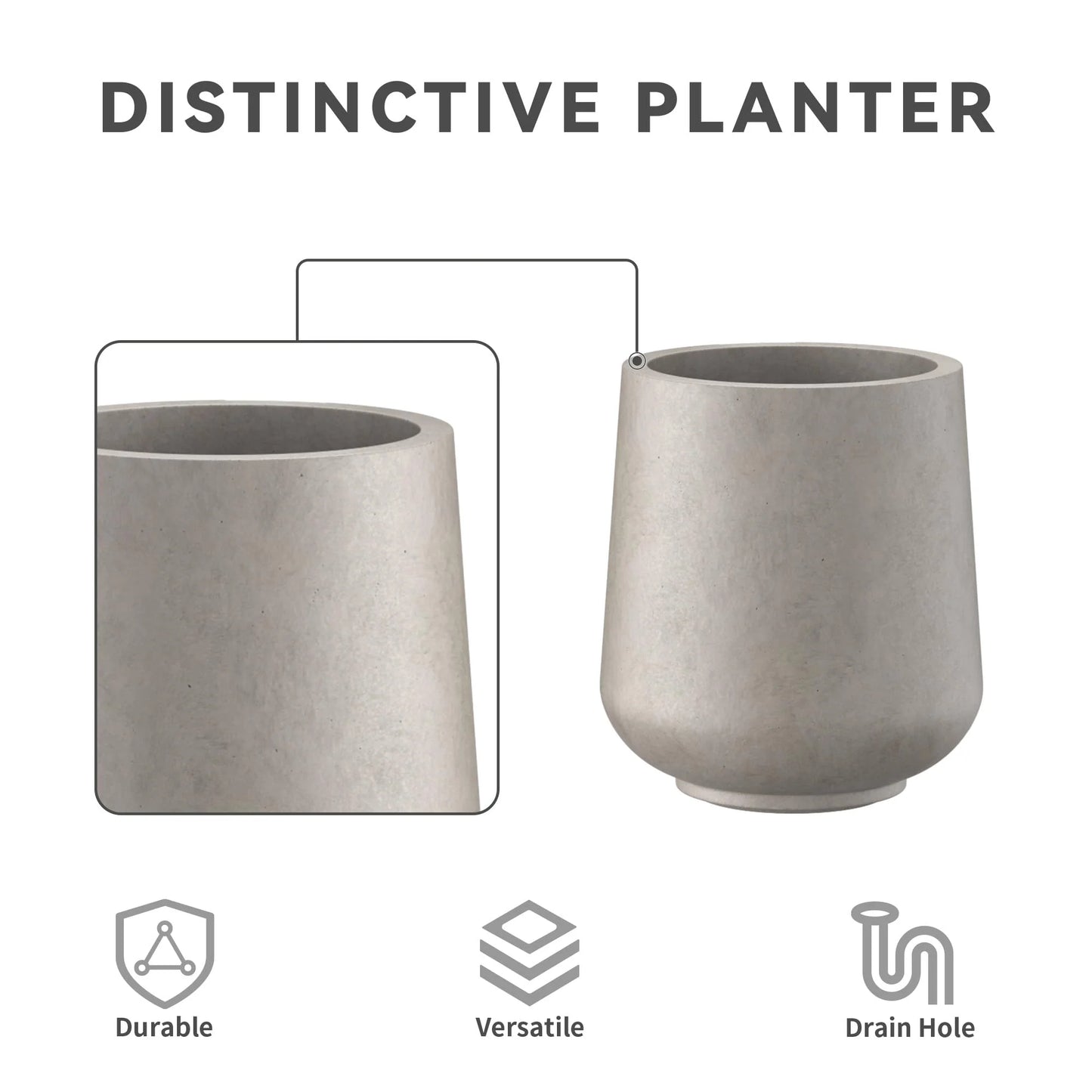 Kante 15.3"+11.6"+8.2" Dia Round Concrete Planter