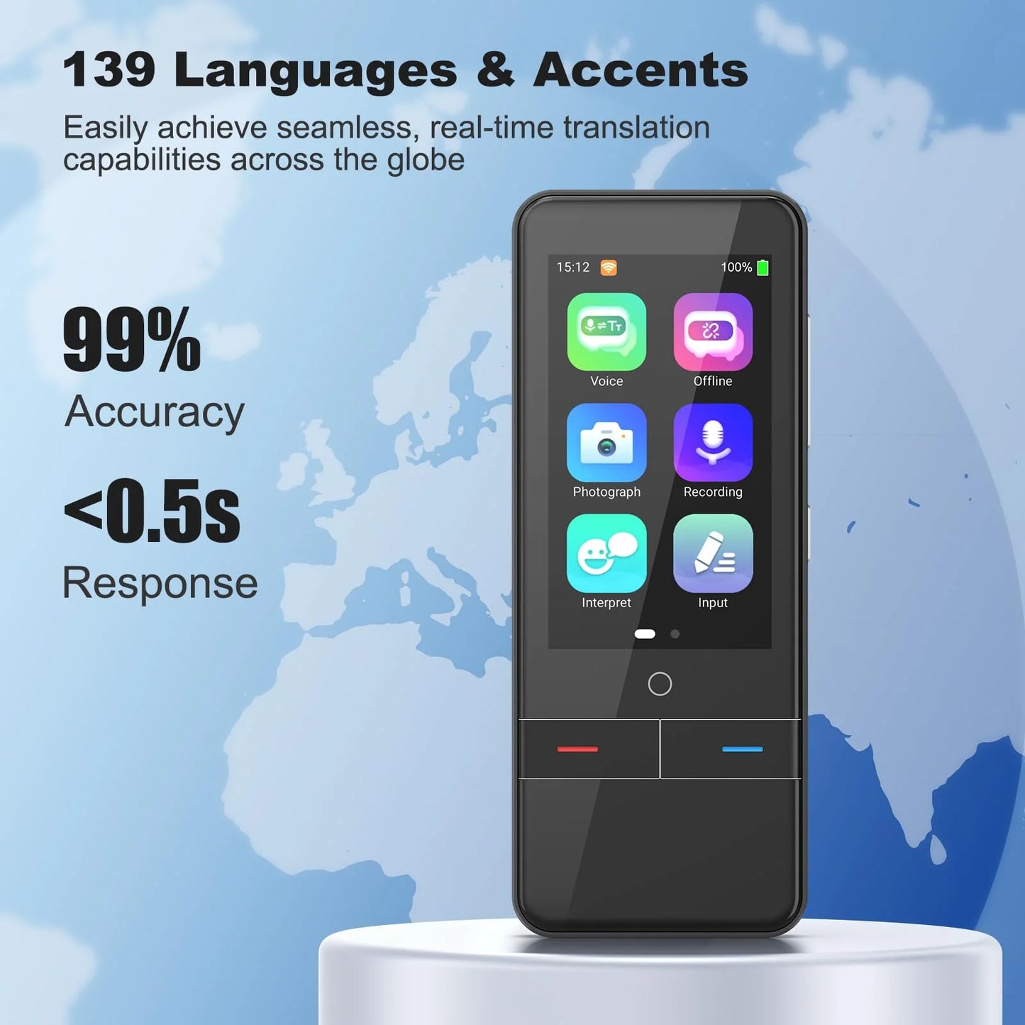 RUISJ Language Translator Device, Real-Time Translator