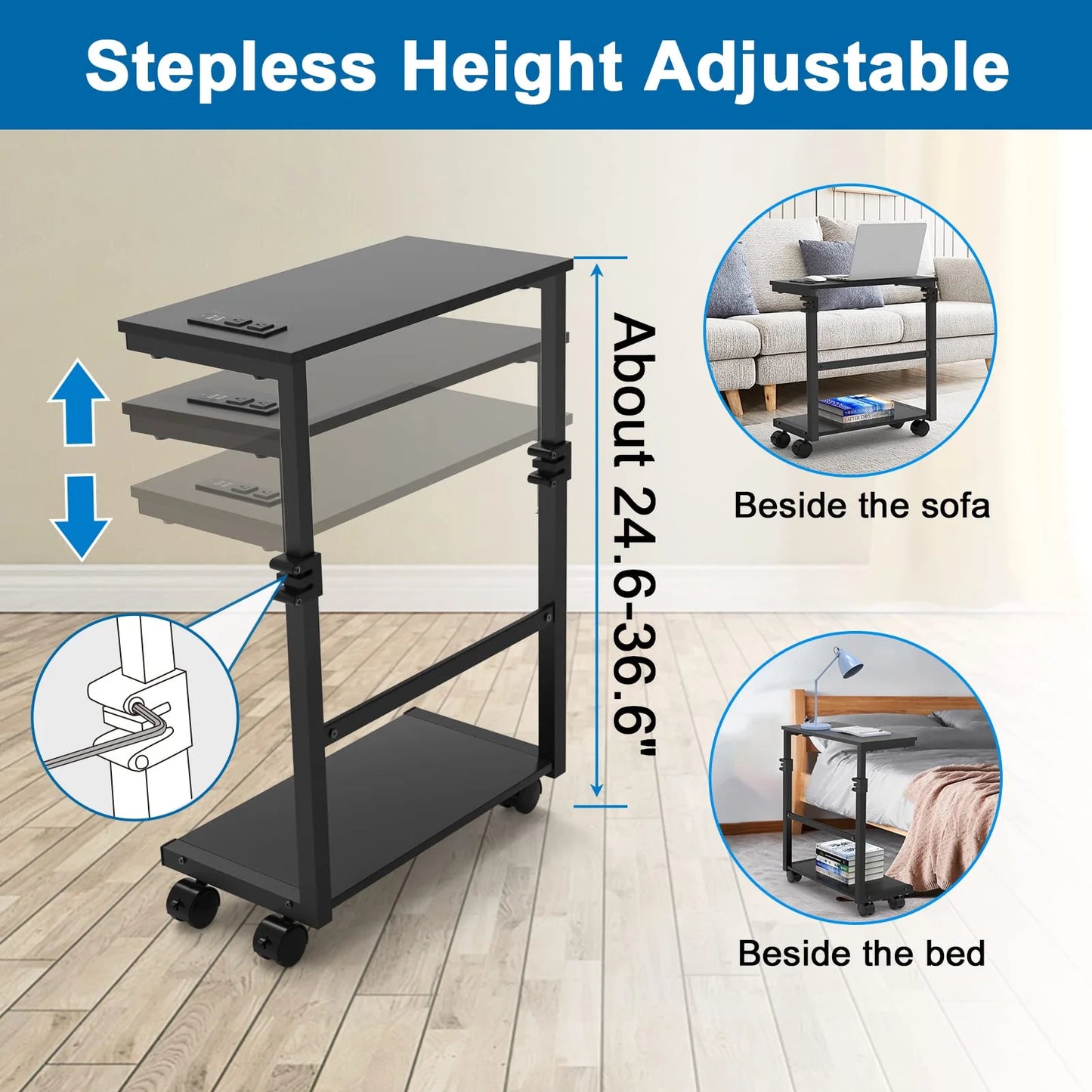 AQQEF Adjustable Computer Tower Cart and PC Stand