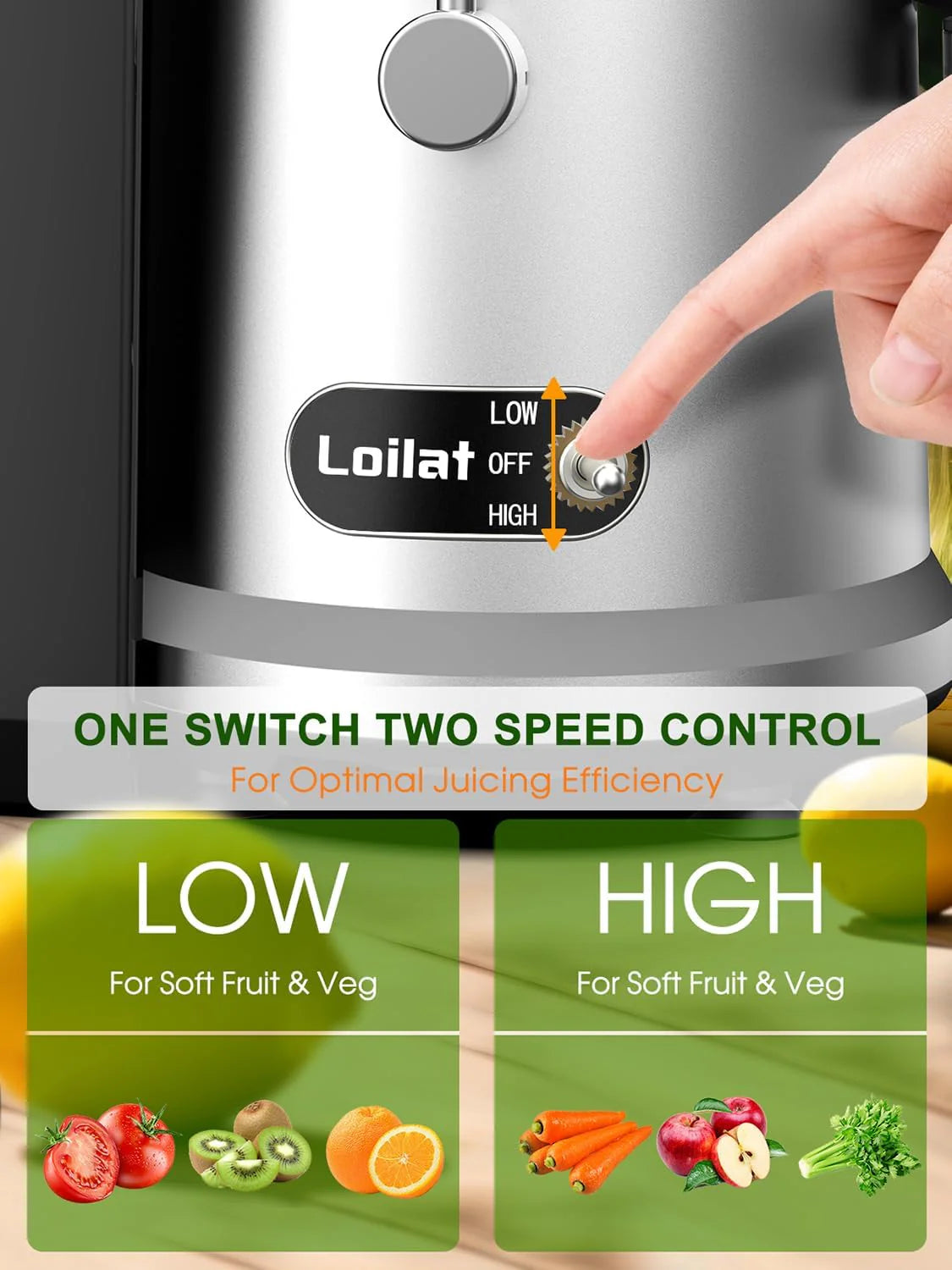 Loilat 1200W Juicer Machine with 3" Feed Chute