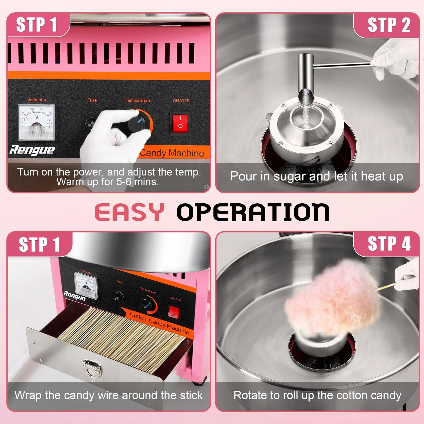 Rengue Commercial 1000W Cotton Candy Machine