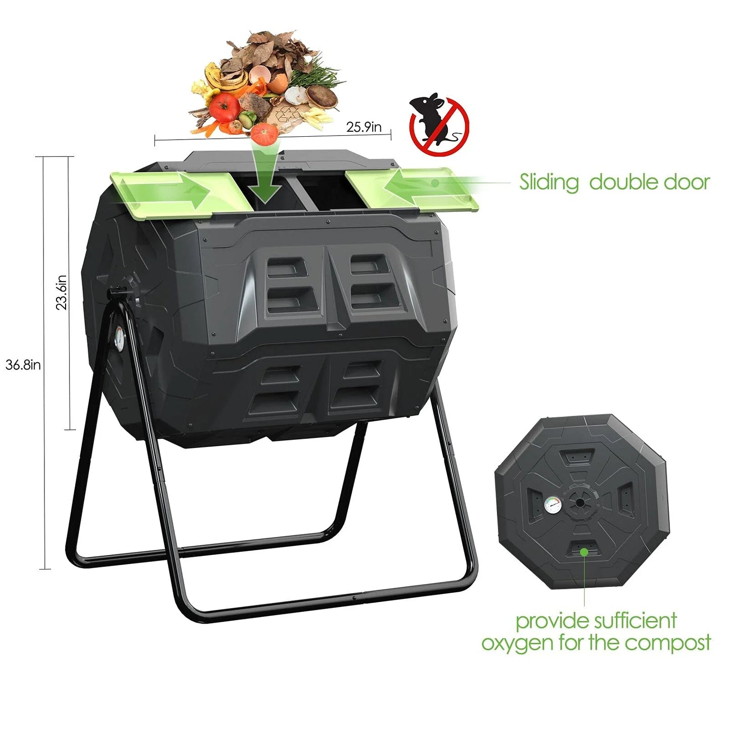 SQUEEZE master 43Gallon Large Compost Tumbler Bin