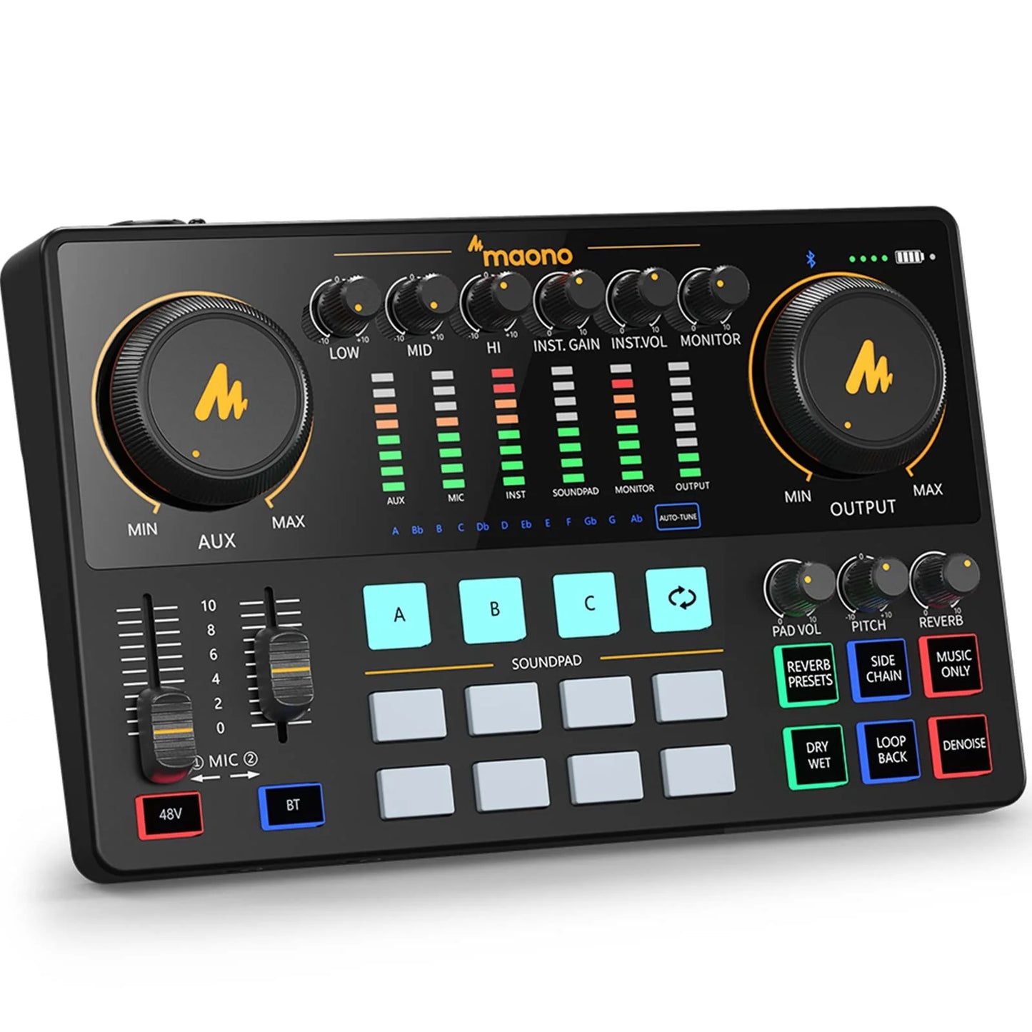 MAONO Audio Interface, 10-Channel Podcast mixer with Pro-preamp