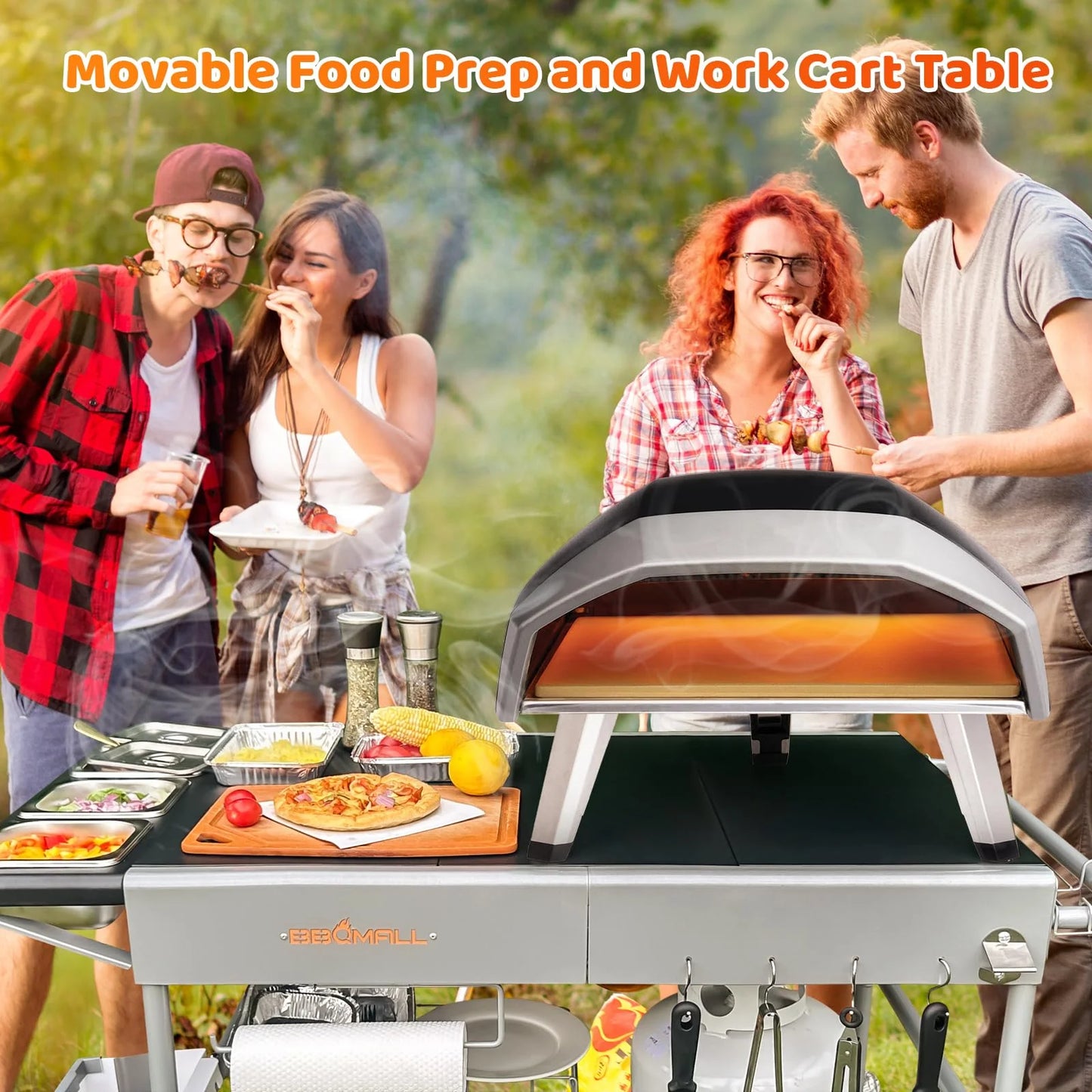 BBQMall Pizza Oven Cart Table for Ooni Koda/Karu/Fyra