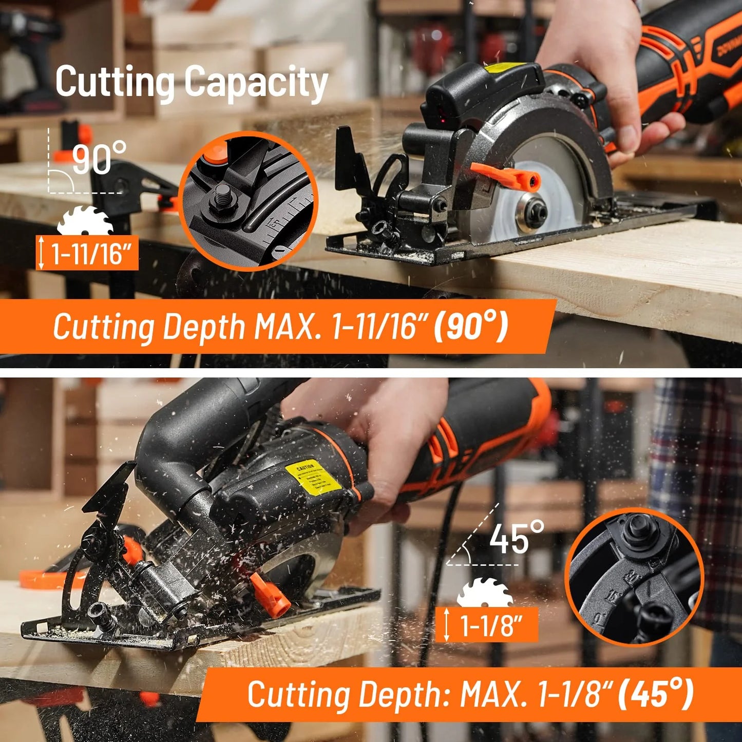 DOVAMAN Circular Saw, 5.8A 4-1/2" Circular Saw w/Laser