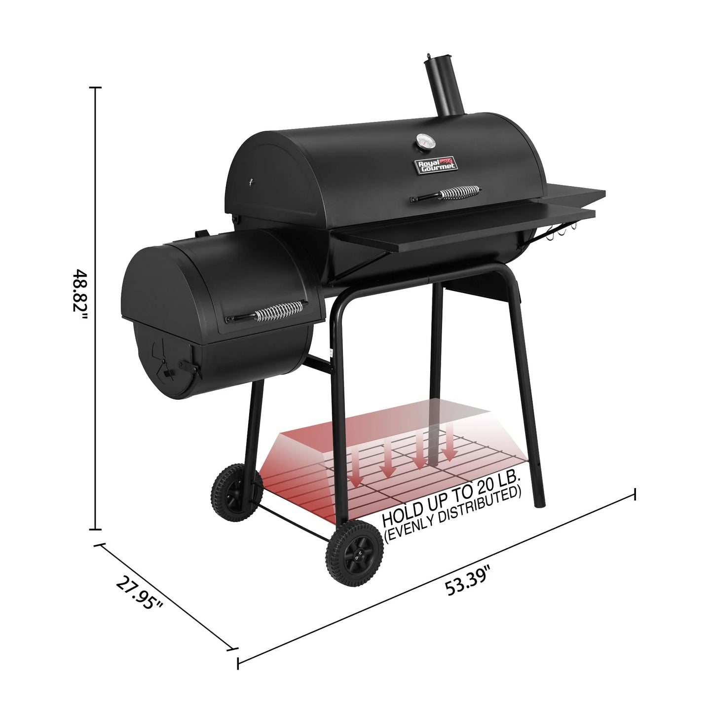 Royal Gourmet Charcoal Grill Offset Smoker with Cover