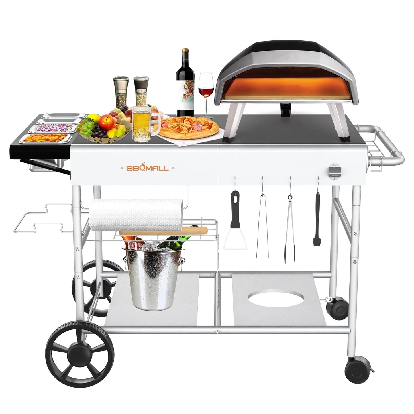 BBQMall Pizza Oven Cart Table for Ooni Koda/Karu/Fyra