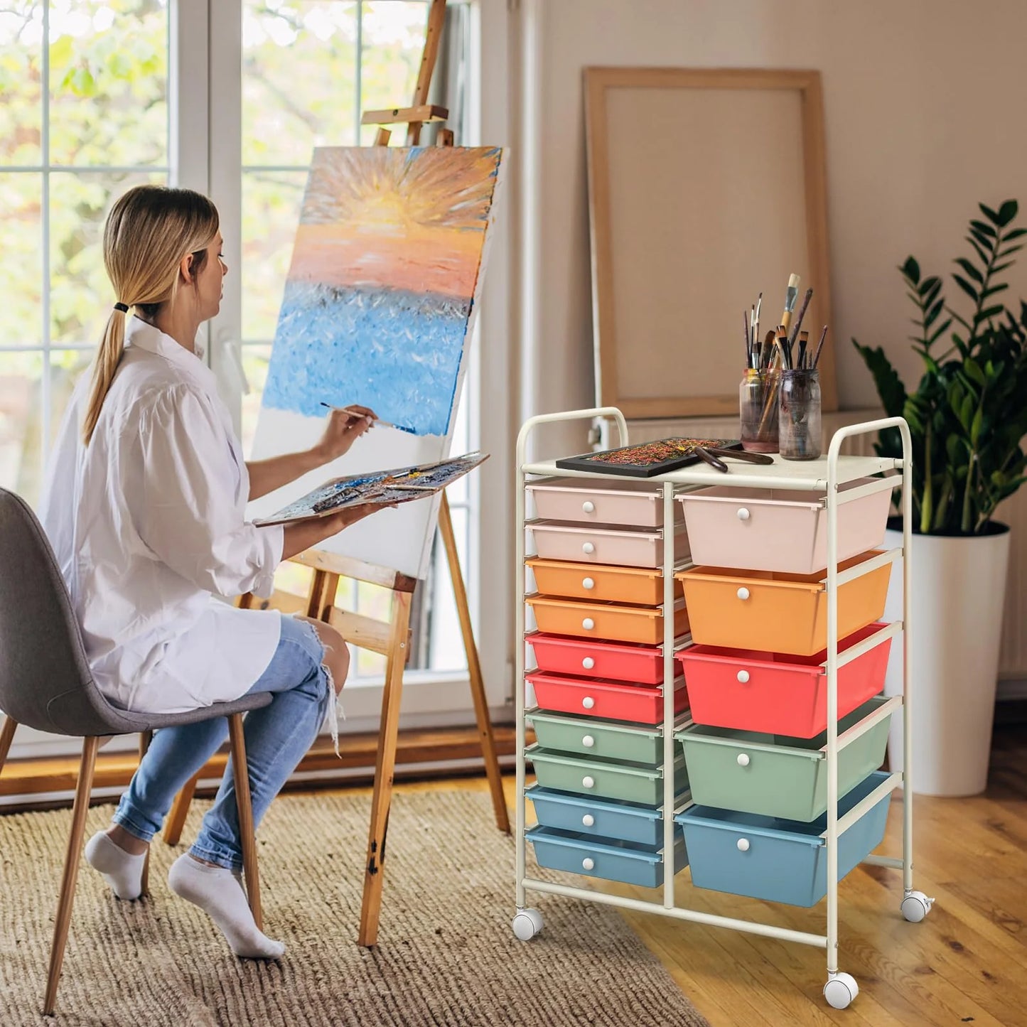 GOFLAME 15-Drawer Rolling Storage Cart