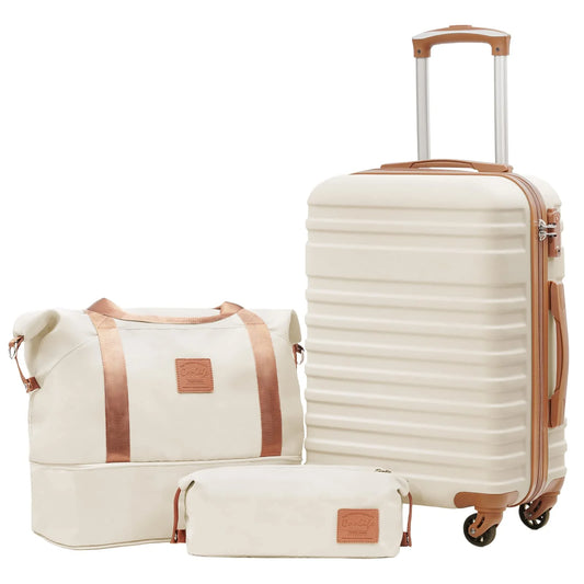 Coolife Suitcase Set 3 Piece Carry On Hardside Luggage