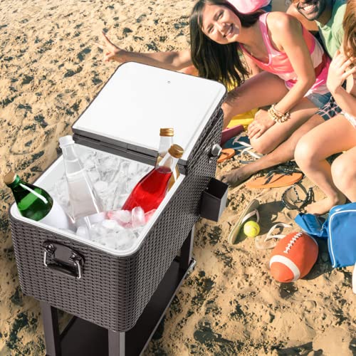 Outvita 80 Quart Rolling Ice Chest, Portable Bar Drink Cooler