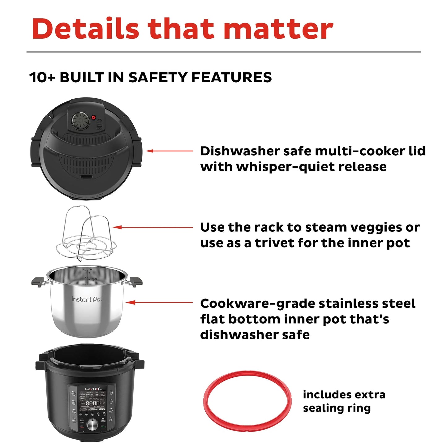 Instant Pot Pro 8 QT 10-in-1 Pressure Cooker, Rice/Grain Cooker