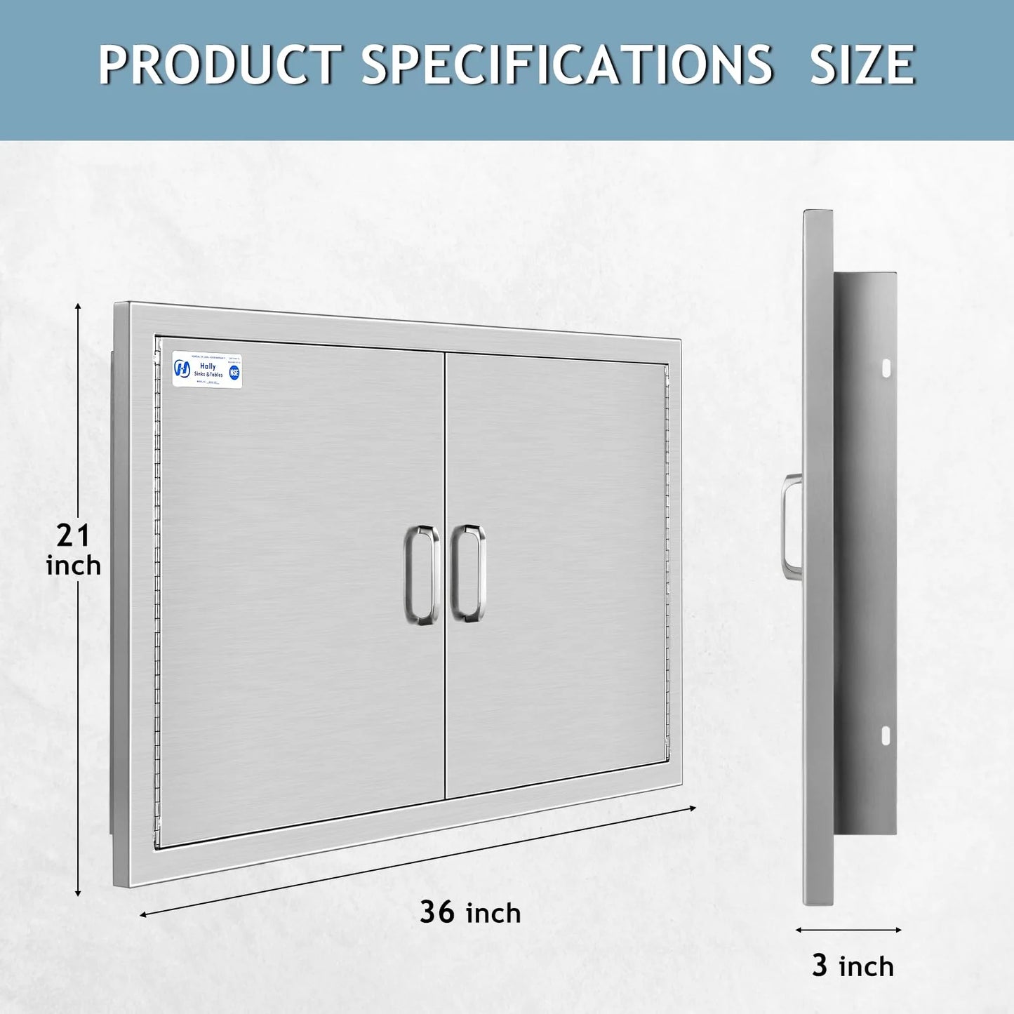 Hally BBQ Stainless Steel Access Door 36" W x 21" H