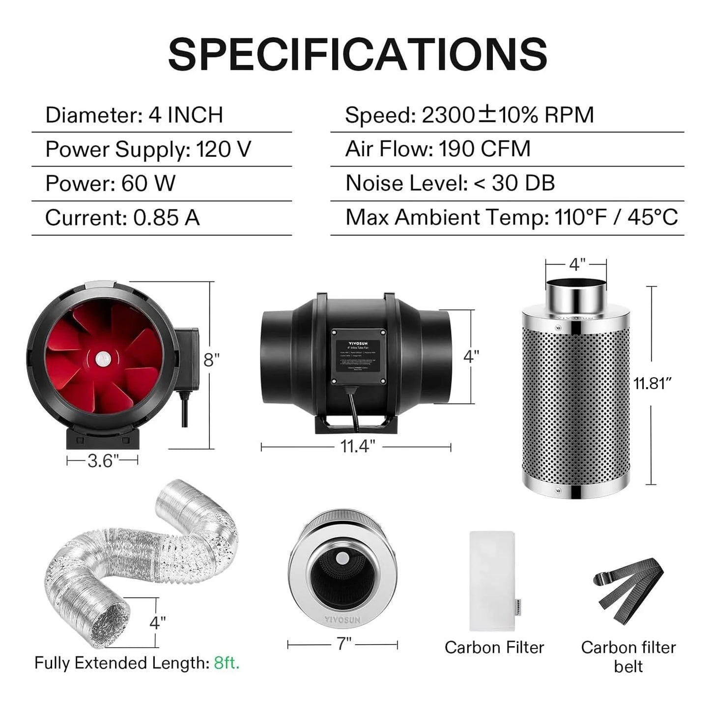 VIVOSUN Grow Tent Ventilation System with Speed Controller