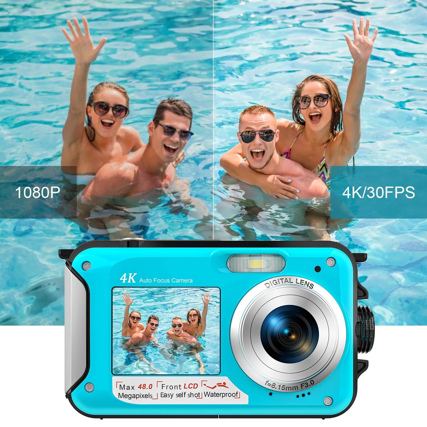 Yifecial 4K Waterproof Digital Camera 11FT Underwater Camera