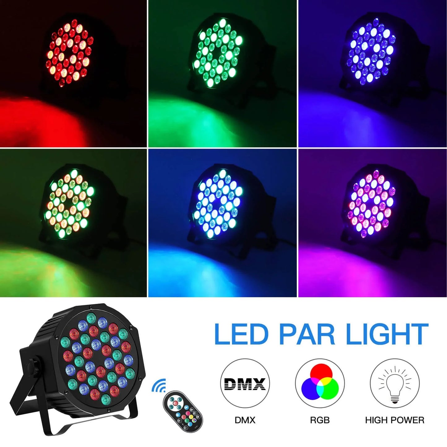 U`King Stage Lights 10 Packs 36LED RGB LED Par Lights