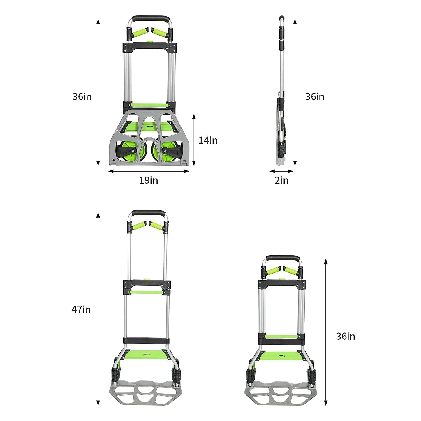 Leeyoung Folding Hand Truck and Dolly with Telescoping Handle