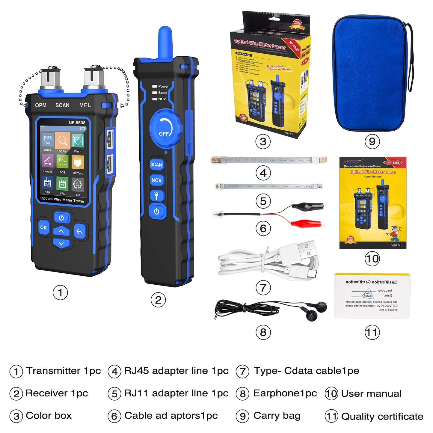 NOYAFA Network Cable Tester with Optical Power Meter