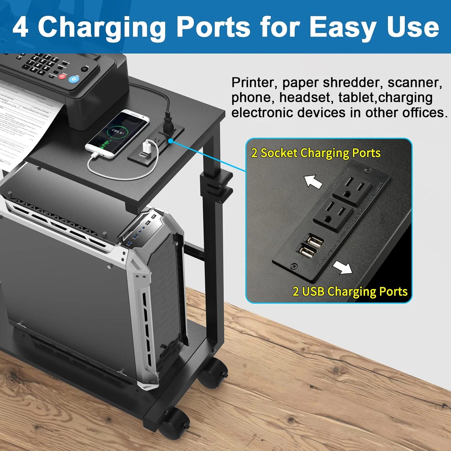 AQQEF Adjustable Computer Tower Cart and PC Stand