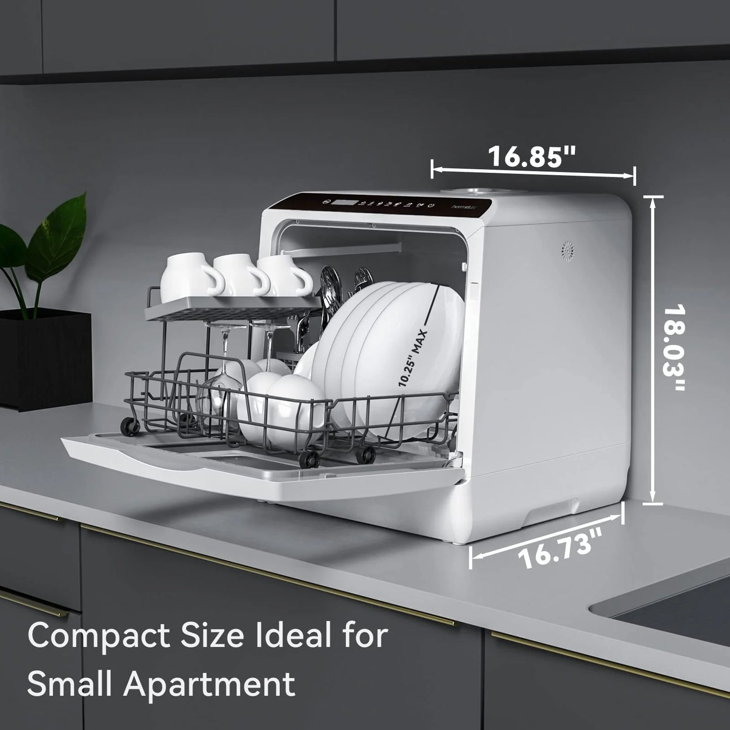 Hermitlux Countertop Dishwasher With 5-Liter Built-in Water Tank