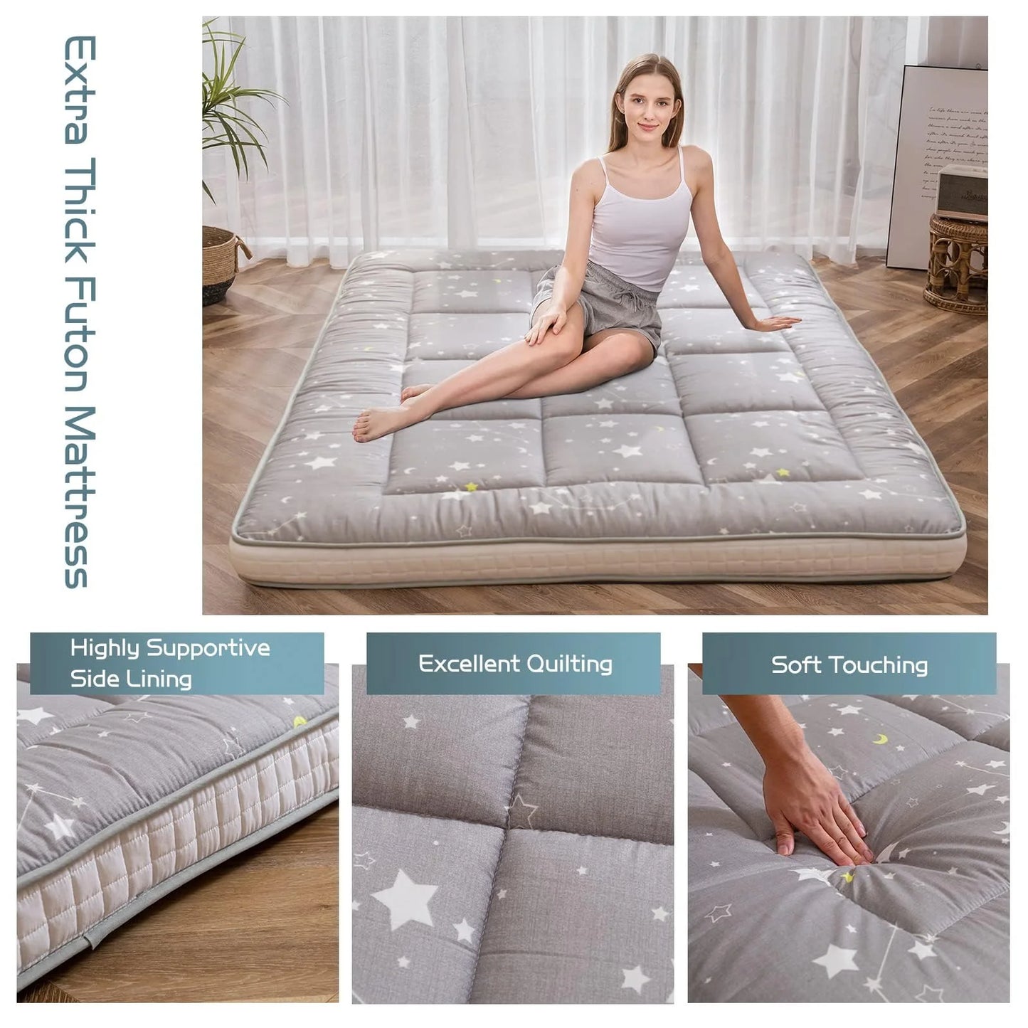 MAXYOYO Grey Constellation Folding Futon Mattress