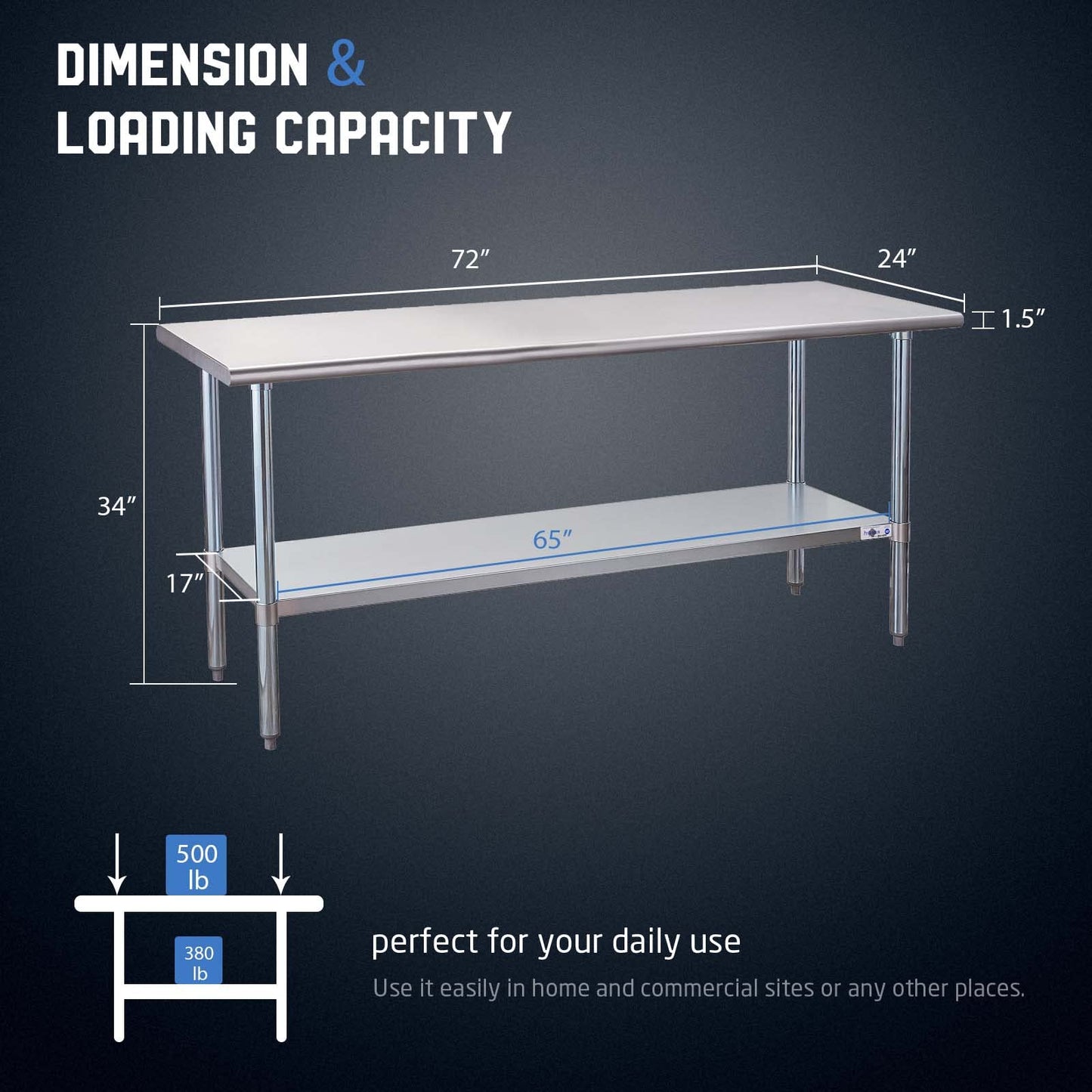 Profeeshaw Stainless Steel Prep Table NSF Commercial Work Table